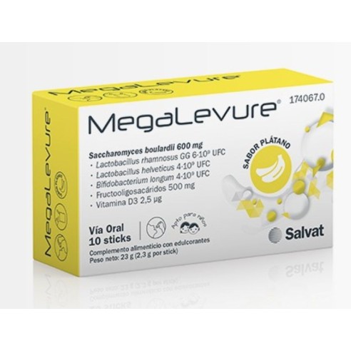 MEGALEVURE  10 STICKS SABOR PLATANO